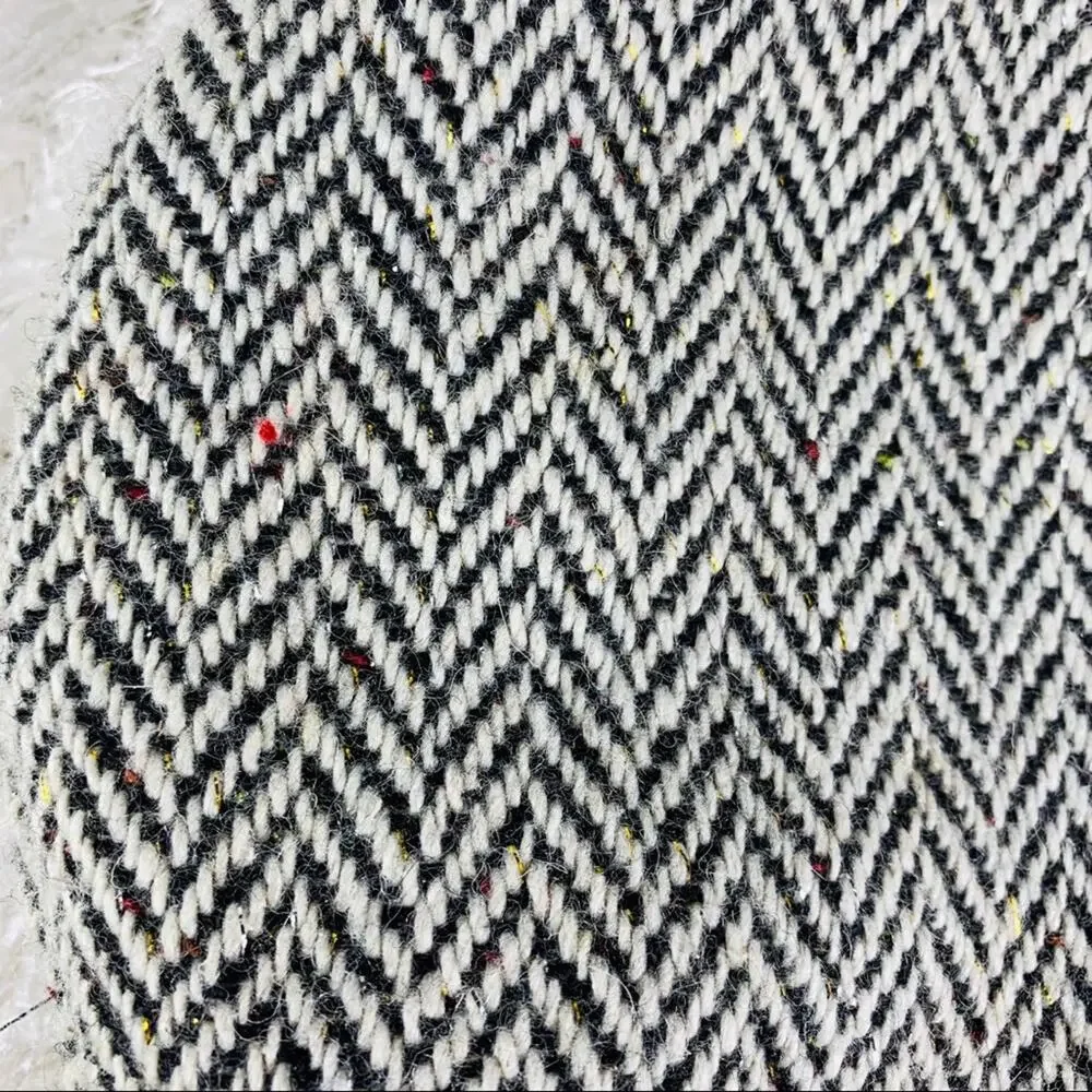Black Herringbone Sparkly Beret Wool Blend OSFA